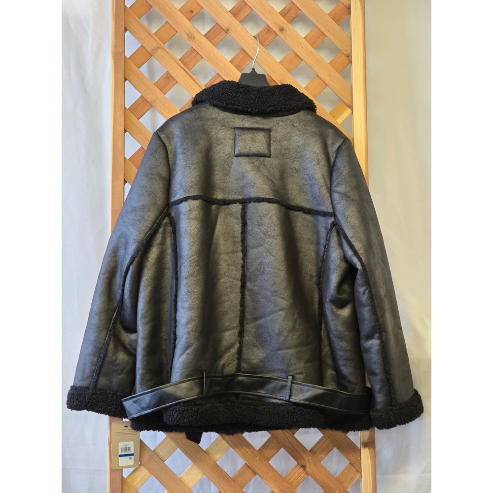 Levi Strauss & Co. Aviator Biker Moto Jacket Womens XL Black Sherpa - NEW